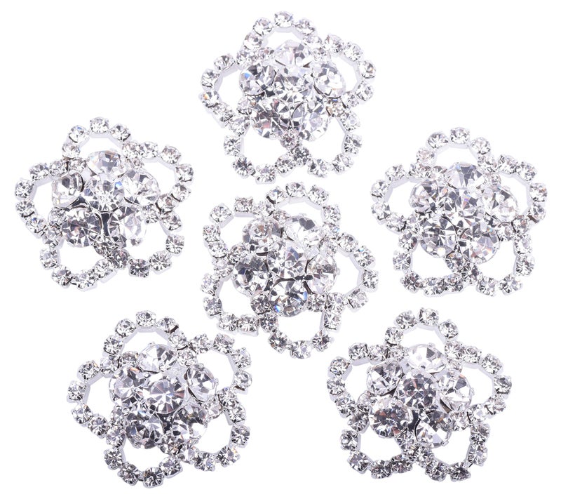 KAOYOO 10Pcs Crystal Rhinestone Flowers Embellishments Buttons,Sew on Buttons for DIY,Decoration(23mm) - Image 1
