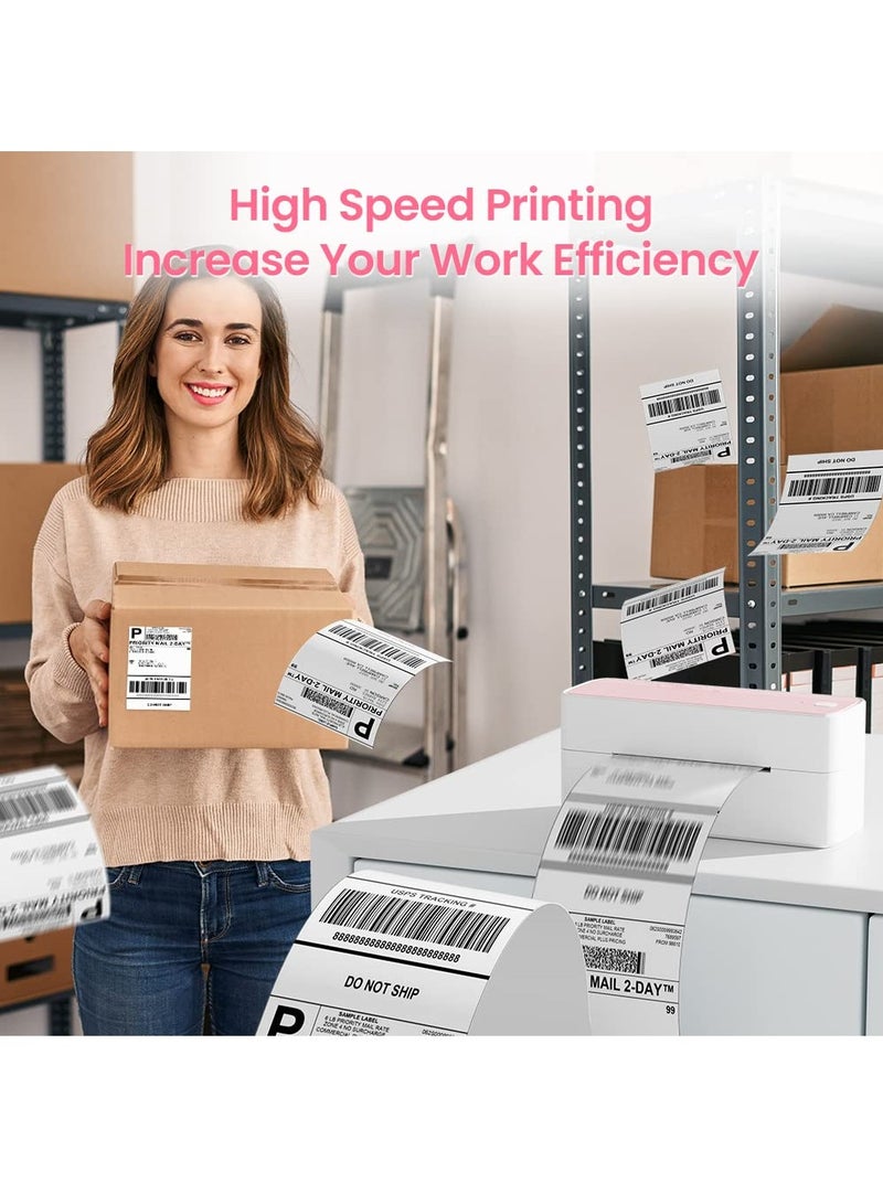 phomemo 241-BT Bluetooth Thermal Label Printer, Wireless Shipping Label Printer for Small Business, Label Printer for Shipping Packages, Compatible with iPhone, Android (White+Pink) - Image 4