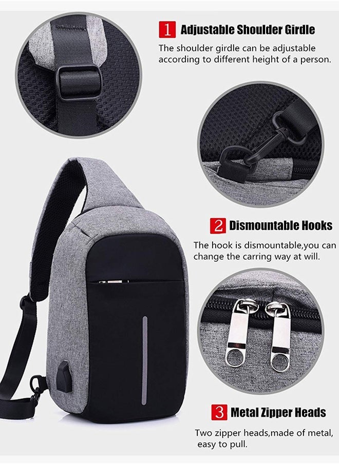 Anti-Theft Backpack Grey/Black - Image 3