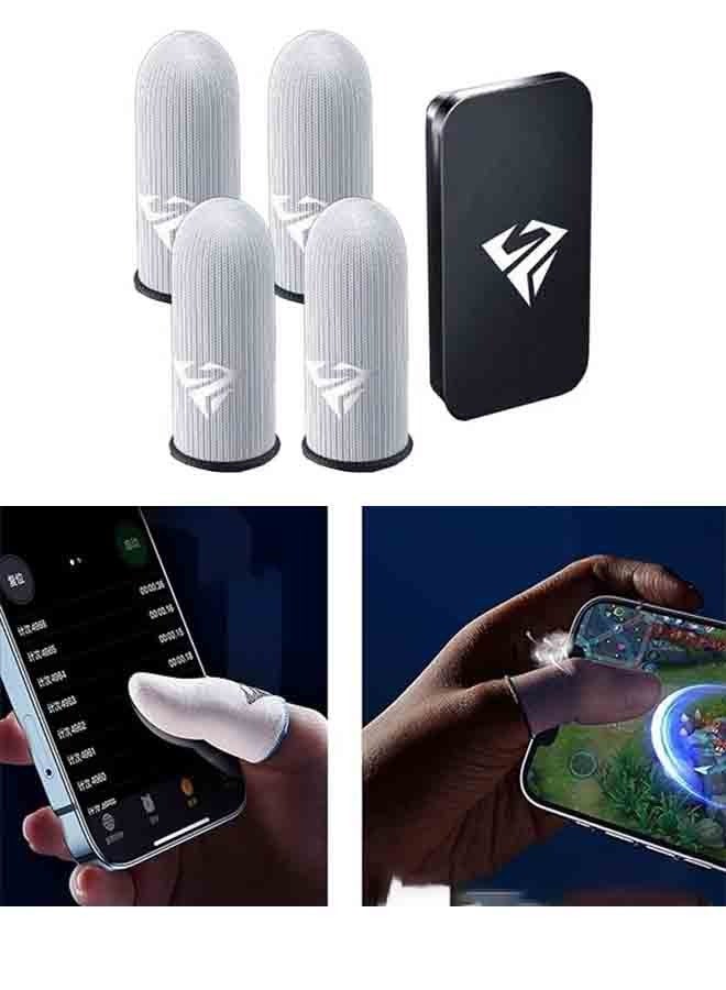 2 Pairs Gaming Finger Sleeves, Sweatproof Mobile Game Touchscreen Covers for Android/iOS, Includes Metal Storage Box - Image 1
