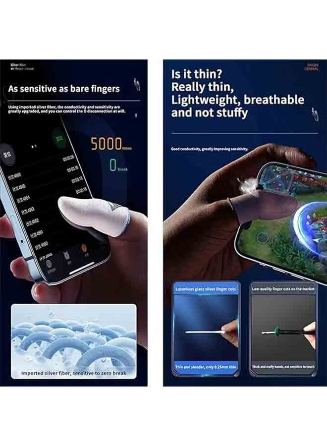 2 Pairs Gaming Finger Sleeves, Sweatproof Mobile Game Touchscreen Covers for Android/iOS, Includes Metal Storage Box - Image 4