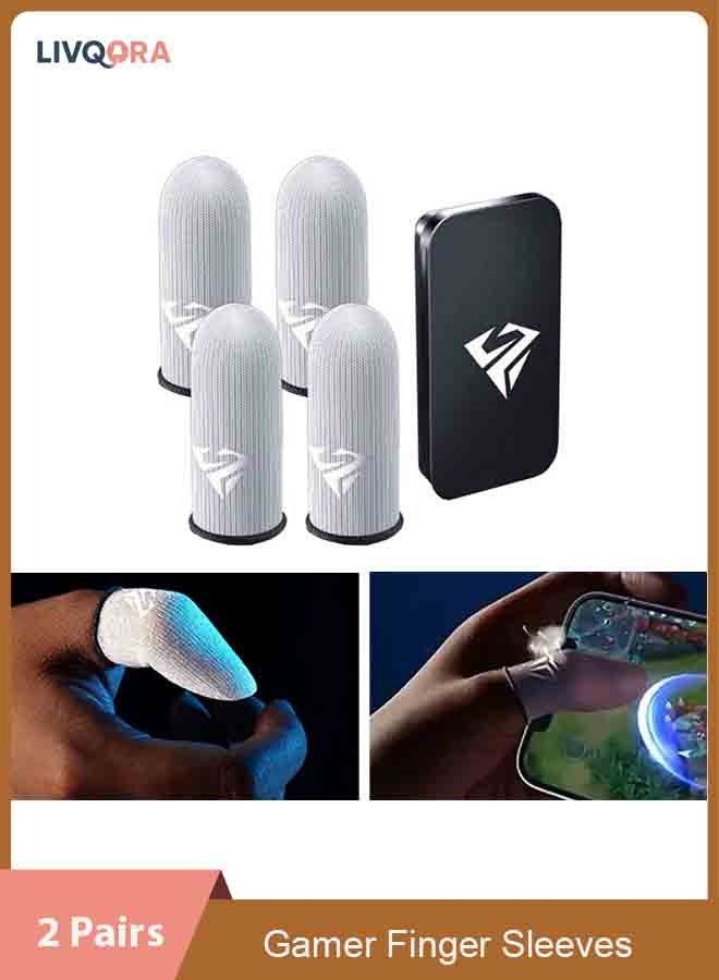 ليفقورا 2 زوجين من أغطية أصابع الألعاب، مقاومة للعرق لشاشات اللمس للأندرويد/آيفون، مع علبة تخزين معدنية - Image 1