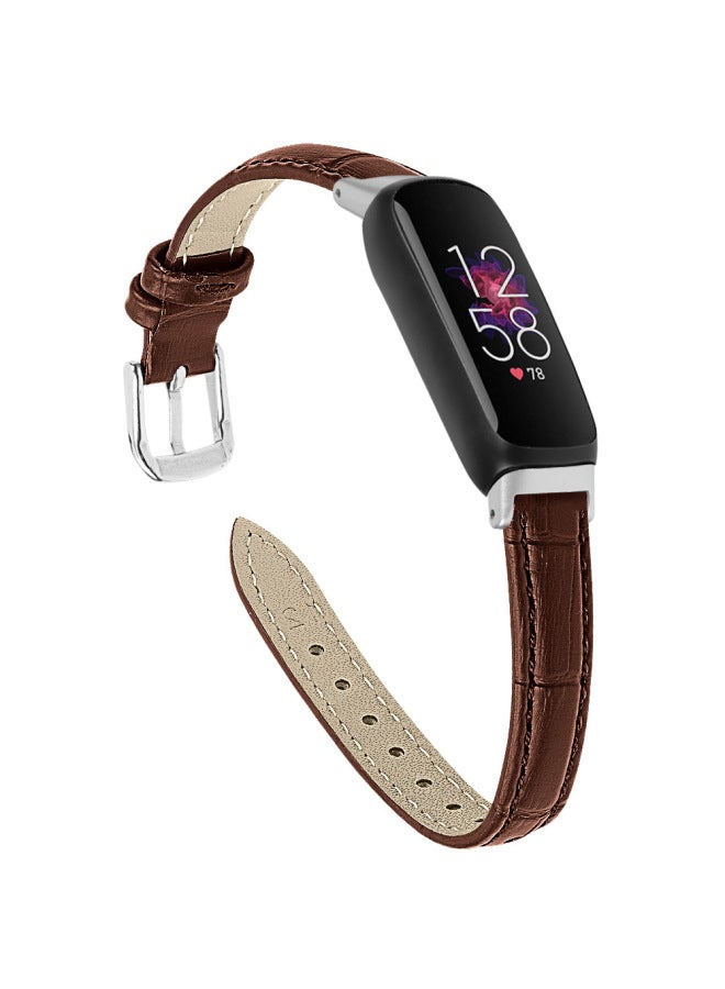 حزام ساعة Fitbit Inspire3 من جلد التمساح بنمط الخيزران وحزام من جلد البقر