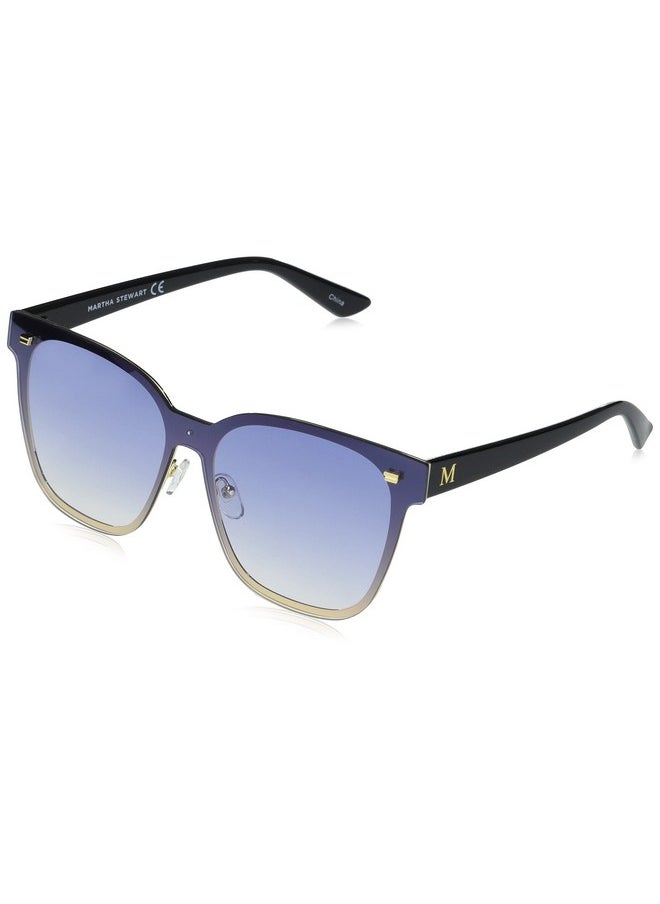 Martha stewart - Women'S Ms140 Refined Retro Metal Uv400 Protective Square Sunglasses-Timeless Gifts For Her, 56Mm, Blue Fade, 56 Mm - Image 1