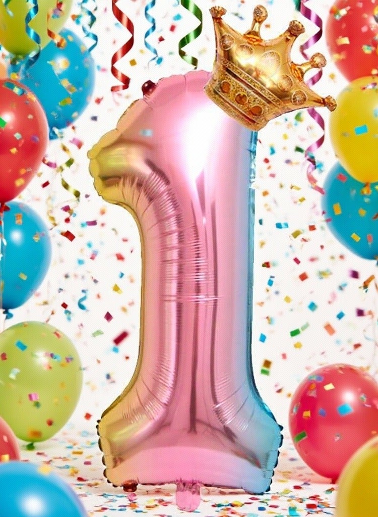 ​​Pastel Number Balloons, 32 Inch Giant Helium Foil Gradient Number 0-9 for Girls,Crown-Shaped Self Inflating Birthday Balloon for Women Anniversary Baby Shower Princess Party Decorations Supplies - Image 2
