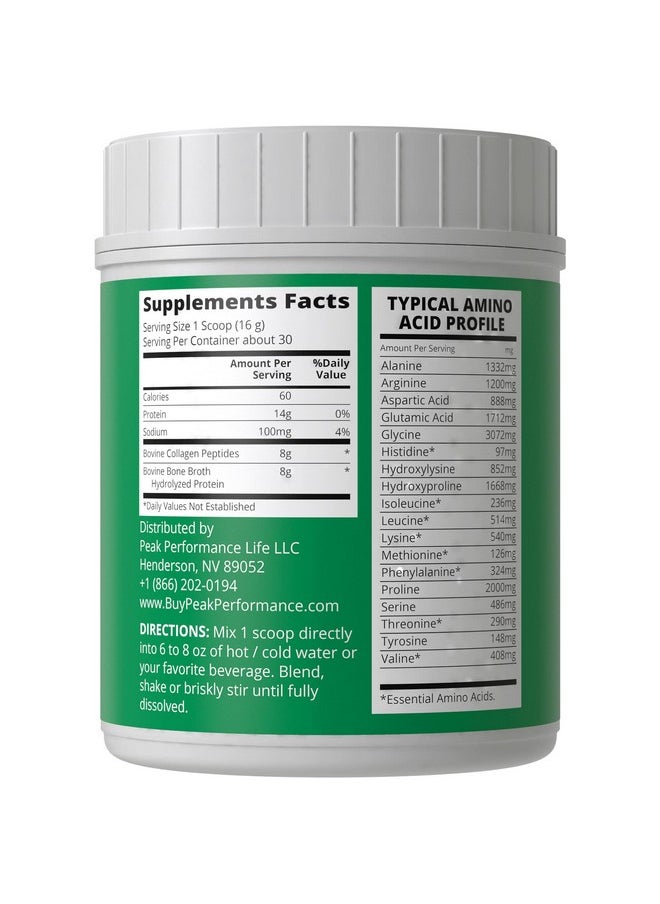 Peak Performance Peak Performance Hydrolyzed Bone Broth and Collagen Unflavored Protein Peptides Powder Contains All Collagen Types: 1, 2, and 3. Pure Pasture, Raised Grass Fed, Paleo Friendly, Gluten + Dairy Free  - Image 5