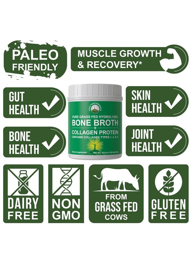 Peak Performance Peak Performance Hydrolyzed Bone Broth and Collagen Unflavored Protein Peptides Powder Contains All Collagen Types: 1, 2, and 3. Pure Pasture, Raised Grass Fed, Paleo Friendly, Gluten + Dairy Free  - Image 3