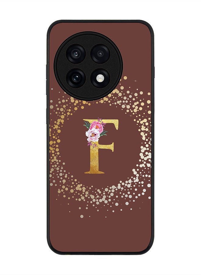 Stylizedd For OnePlus 13R / Ace 5 Pro Case,Slim fit Camera Protection, Shockproof Thin Phone cover  - Custom Monogram Floral - F  (Brown )