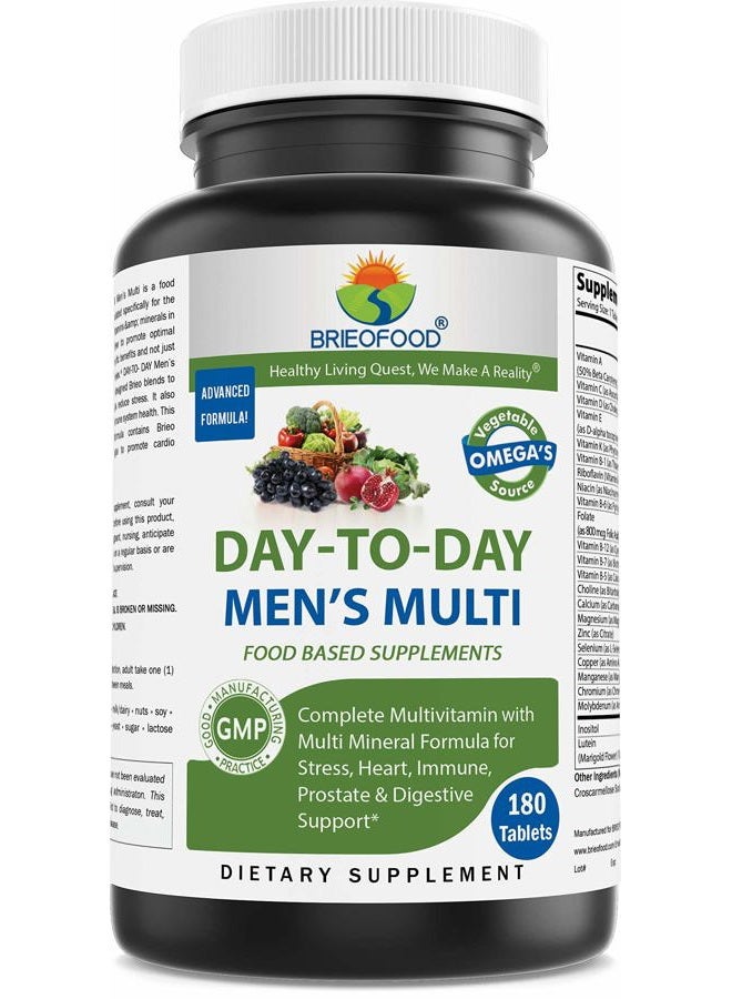Brieofood Day-to-Day Men's Multi 180 Tablets - Food Based Supplement with Vegetable Source Omegas - Image 1