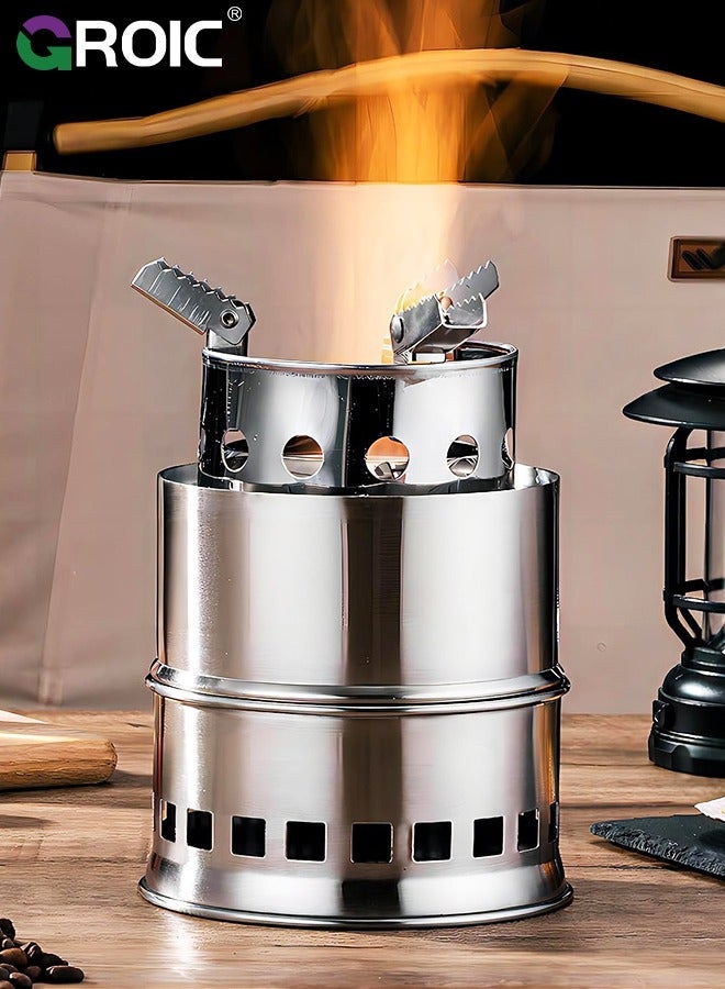 GROIC Camping Wood Stove, Portable Mini Backpacking Stove for Outdoor Hiking Traveling Picnic BBQ with Storage Bag - Image 1