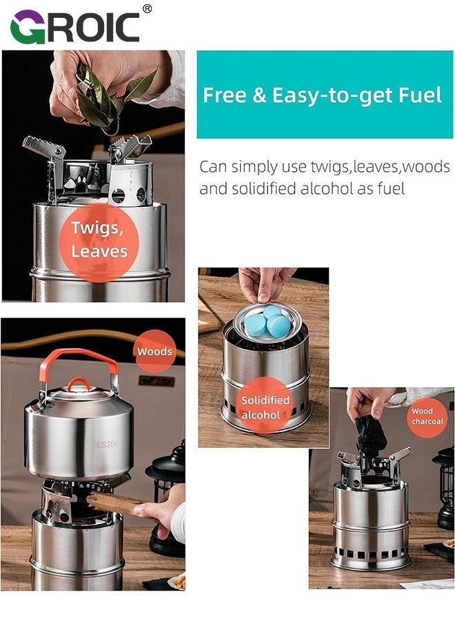 GROIC Camping Wood Stove, Portable Mini Backpacking Stove for Outdoor Hiking Traveling Picnic BBQ with Storage Bag - Image 3