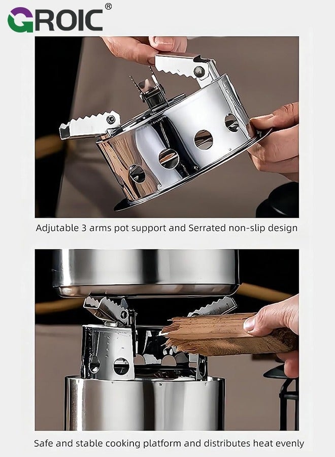 GROIC Camping Wood Stove, Portable Mini Backpacking Stove for Outdoor Hiking Traveling Picnic BBQ with Storage Bag - Image 4