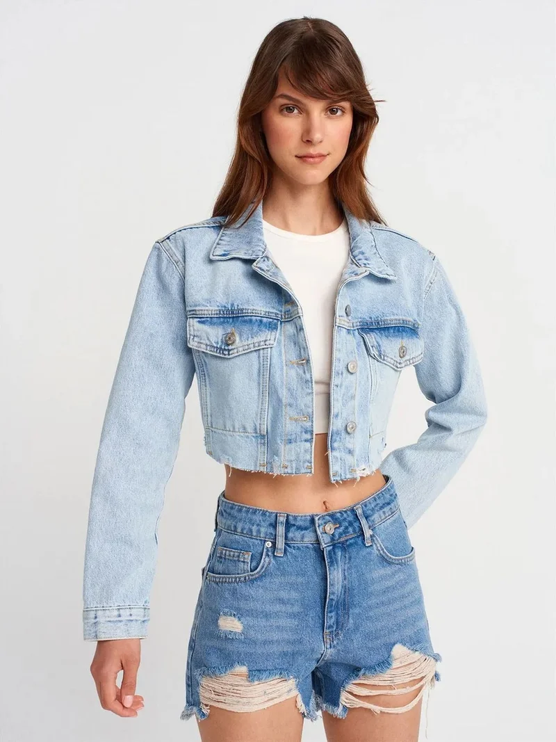 ديلفين Dilvin Women’s Cropped Denim Jacket