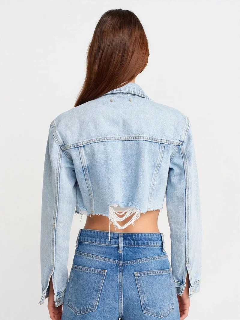 ديلفين Dilvin Women’s Cropped Denim Jacket