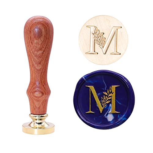 SWANGSA Initial Alphabet M Wax Seal Stamp Vintage Elegant Botanical Leaves Letter Sealing Stamp for Wedding Party Invitation Gift Wrap Envelope Christmas Thanksgiving Card M