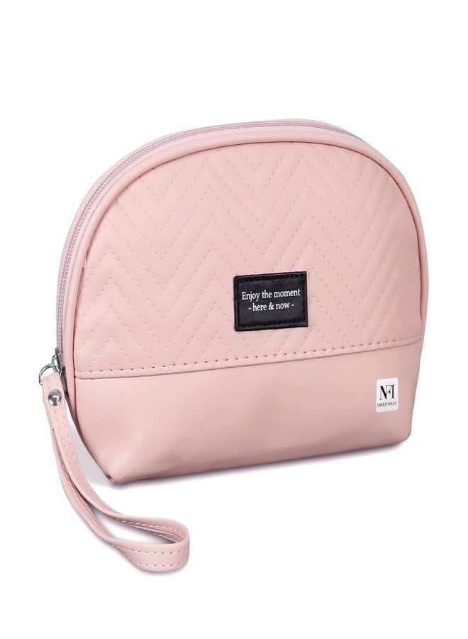 NFI essentials Makeup Pouch for Women, Cosmetic Bag, Semi-Circle Stylish PU Pouch for Makeup Accessories, Travel Pouch Vanity Kit Organiser Toiletry Bag Make up Pouch for Girls - Image 1