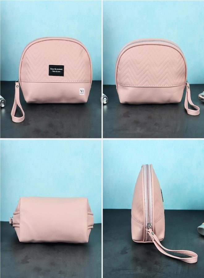 NFI essentials Makeup Pouch for Women, Cosmetic Bag, Semi-Circle Stylish PU Pouch for Makeup Accessories, Travel Pouch Vanity Kit Organiser Toiletry Bag Make up Pouch for Girls - Image 3