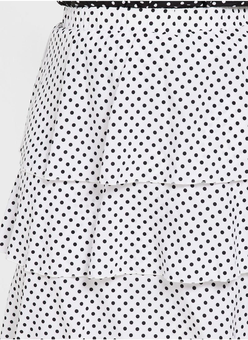 Ginger Plus - Tiered Layer Detail Polka Dot Skirt - Image 1
