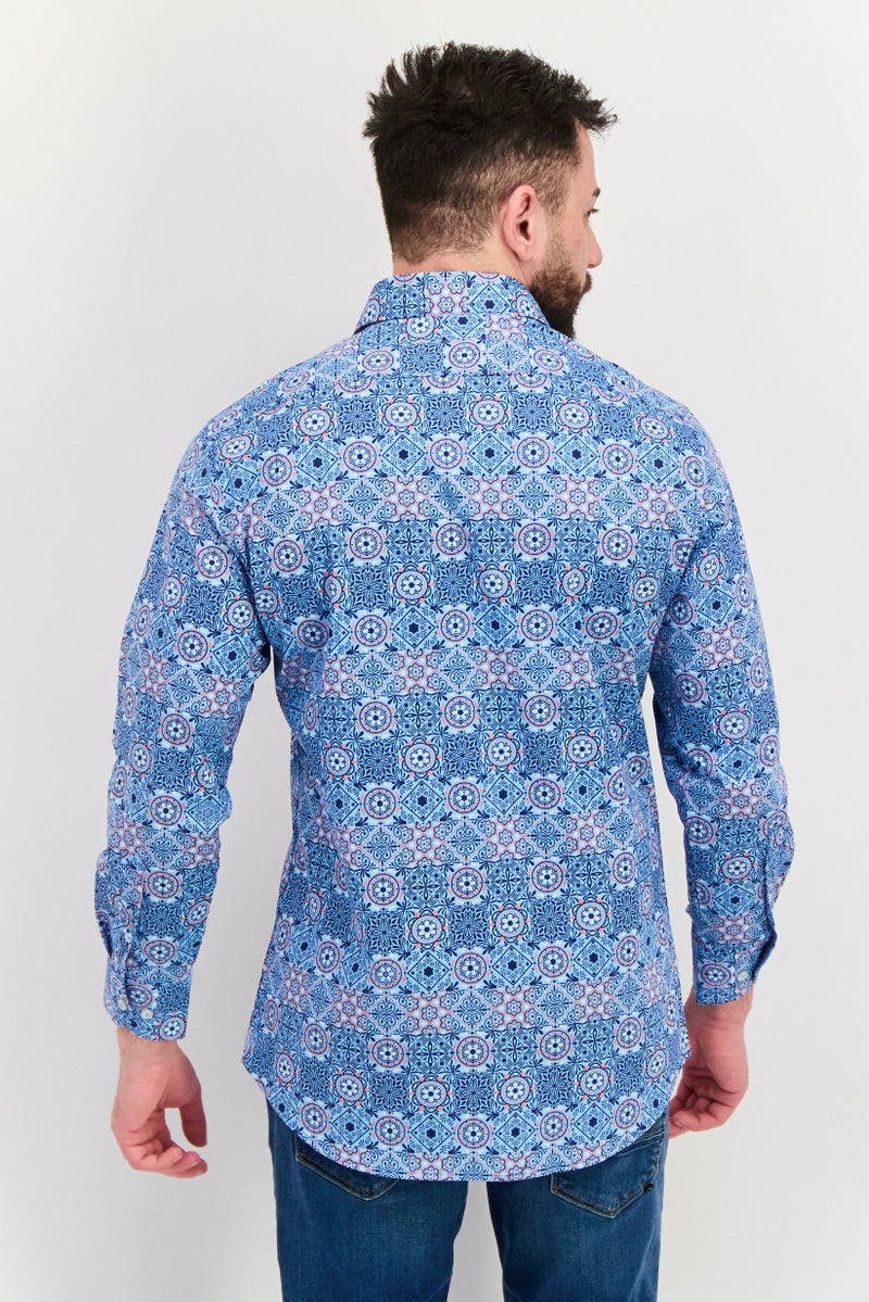 Tailorbyrd قميص رجالي عادي بأكمام طويلة وقصة مريحة، أزرق - Image 2