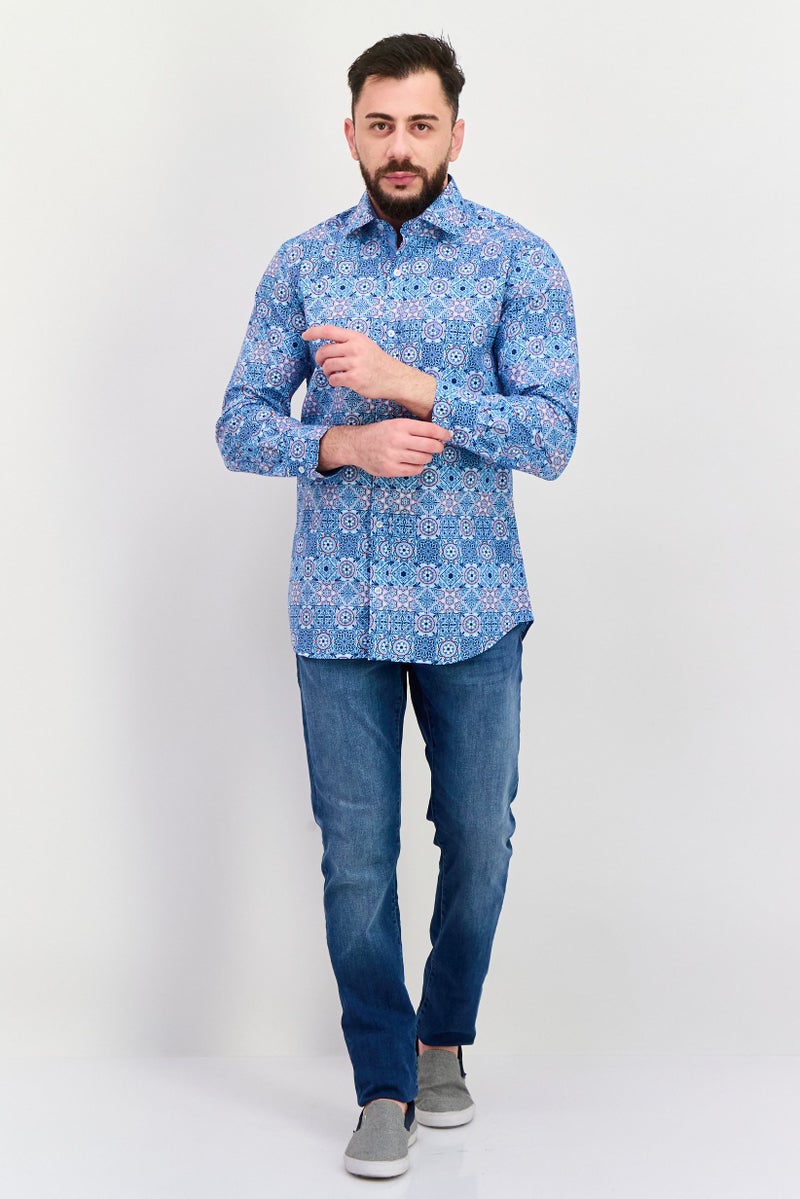 Tailorbyrd قميص رجالي عادي بأكمام طويلة وقصة مريحة، أزرق - Image 4