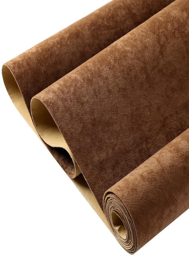 TAOGIFT Iced Velvet Flock Self Adhesive Velvet Flocking Liner for Jewelry Drawer Velvet Lining for Jewelry Box Velvet Drawer Liner Roll Felt Fabric Soft Velvet Drawer Liner 14.2" x 98" (Red Brown) - Image 1