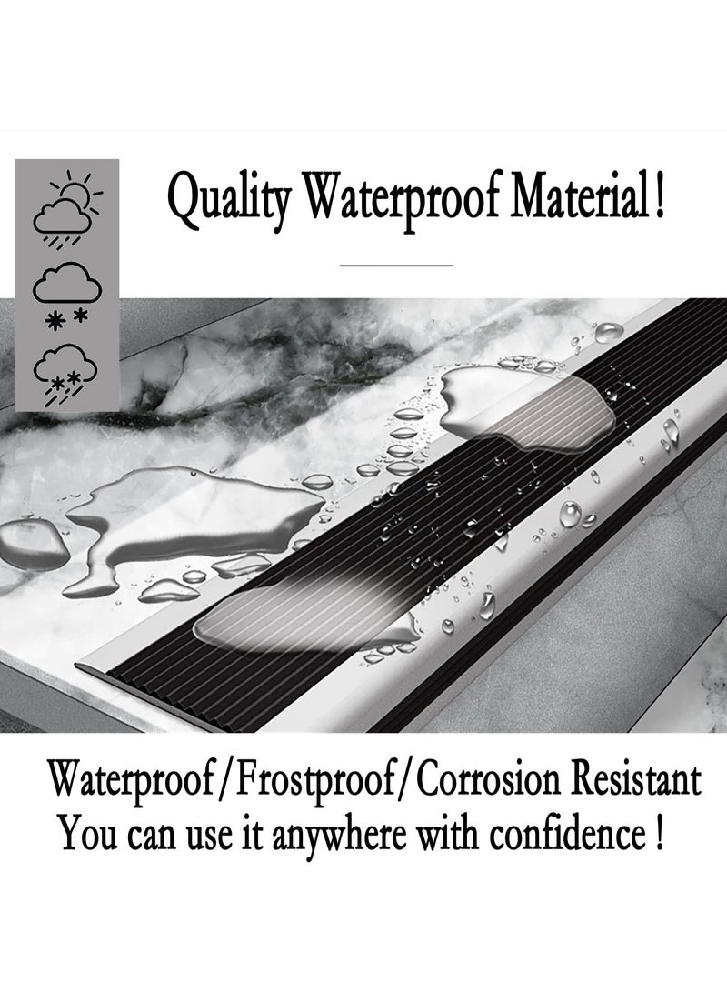 KASTWAVE Stair Leading Edge Protector, Waterproof Anti-Slip Rubber Step Adhesive Edge Decorative Protection Strip for Home School Nursing Home Indoor and Outdoor Stair Steps Black Grey  - Image 3