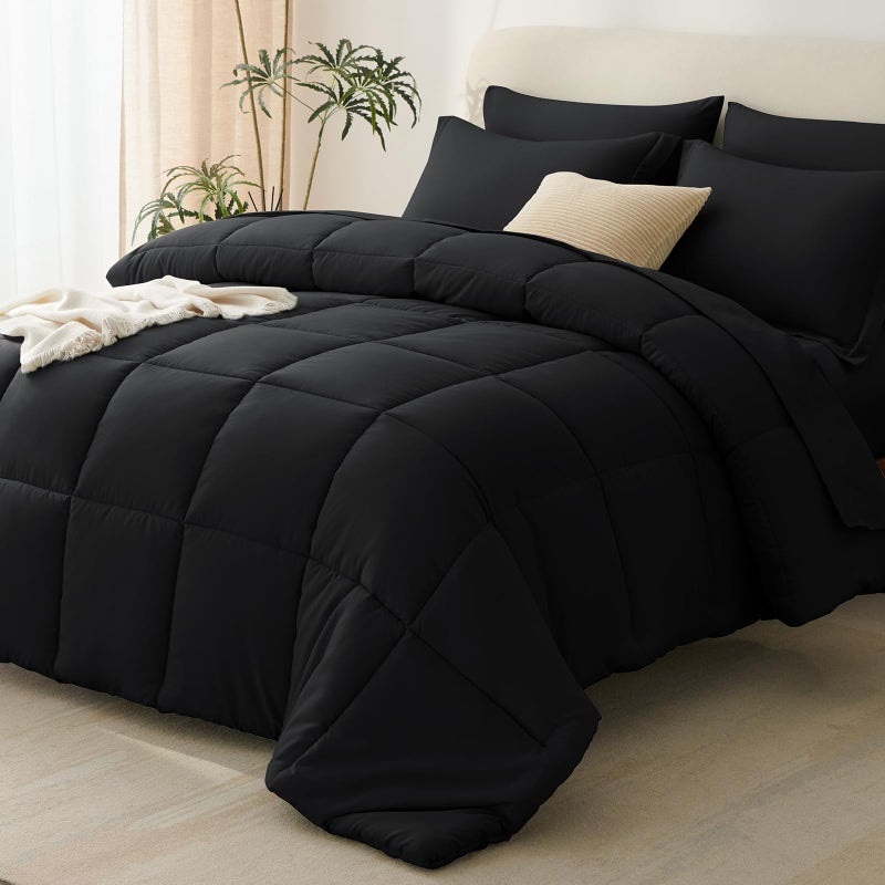 CozyLux Twin XL Comforter Set Black  5 Pieces Twin XL Bed in a Bag Set Soft Bedding Sets Bed Set Extra Long for All Season with Comforter Flat Sheets Fitted Sheet Pillowcase Pillow Sham