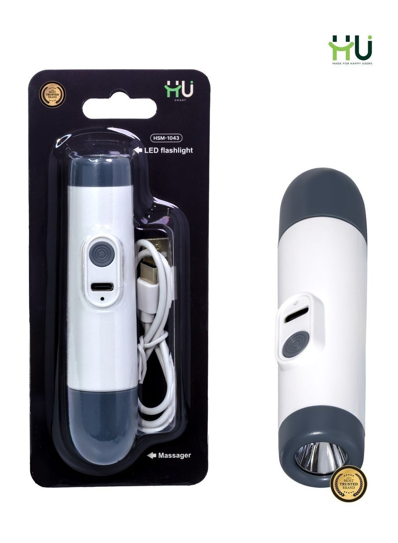 H U 2-in-1 LED Flashlight with Massager – Rechargeable Handheld Mini Massager with 6 Modes, USB Powered Vibration Massager & Portable LED Light - Image 5