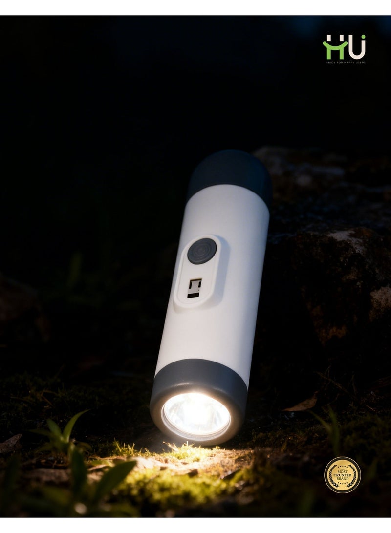 H U 2-in-1 LED Flashlight with Massager – Rechargeable Handheld Mini Massager with 6 Modes, USB Powered Vibration Massager & Portable LED Light - Image 4