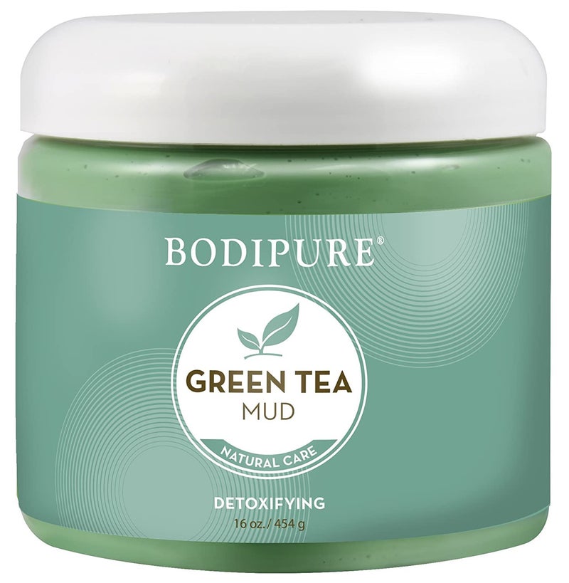 Bodipure Green Tea Body Mud Mask for Body Rich in Powerful Antioxidants to Fight Free Radicals Spa Quality Skin Rehydrating Treatment 16 Ounce - Image 1