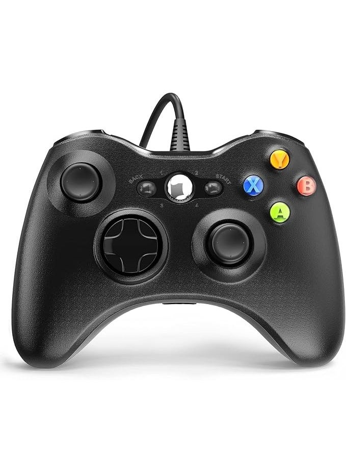 طقم 2 يد تحكم سلكية للألعاب متوافقة مع Xbox 360 وPC - USB Game Controller مع اهتزاز مزدوج وأذرع تحكم دقيقة وأزرار سريعة الاستجابة - أسود - Image 4