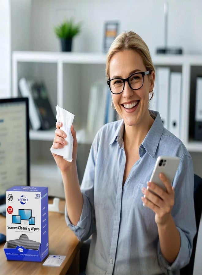 ARCHXX Screen wipes for Electronics,120 Count 6"x6" Pre-Moistened Screen Cleaner Wipes.Electronic Wipes for Screens, Computer,Laptop,Tablet,Phone,Monitor.Car Screen Cleaner,Lens Wipes Individually Wrapped - Image 5