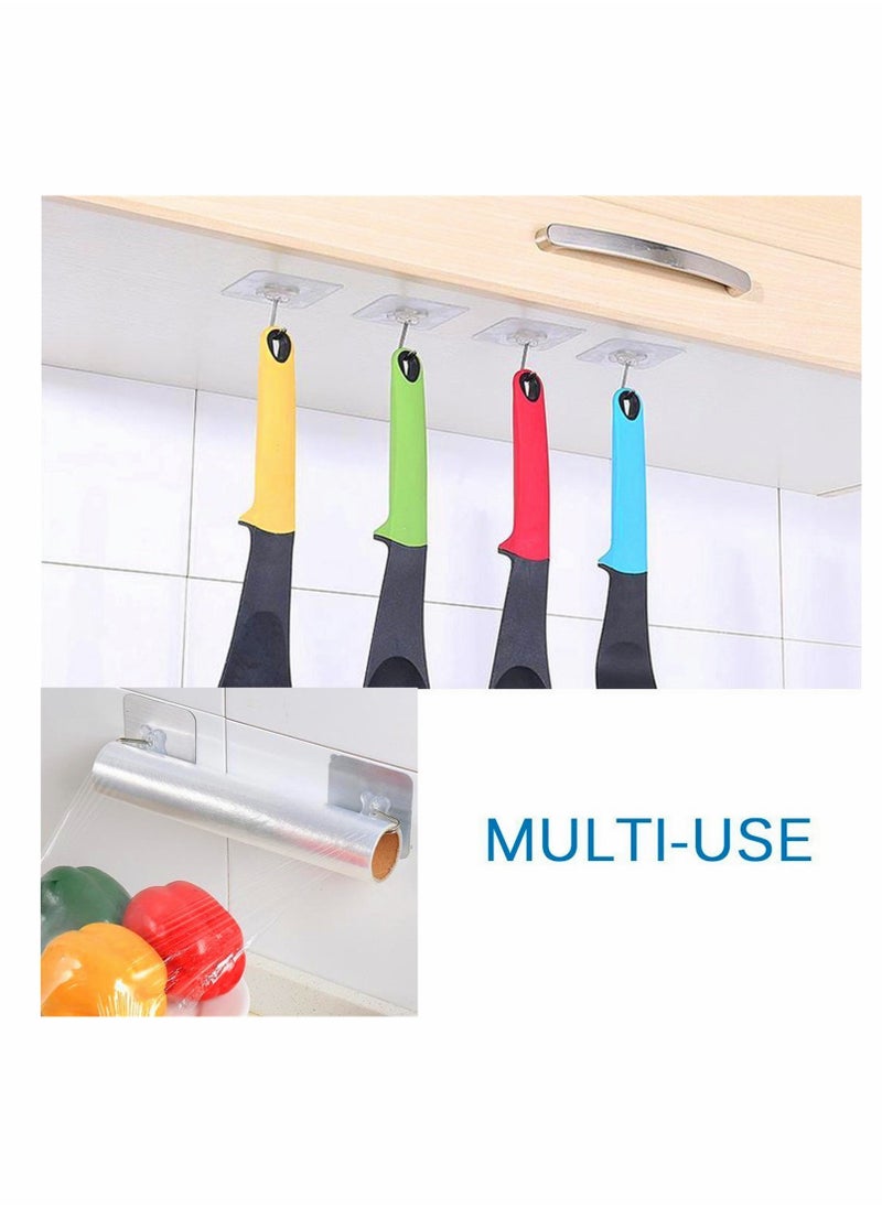 KASTWAVE - Self Adhesive Hooks Hangers - Transparent Wall Hooks |Heavy Duty 13 lb Sticky Wall Hangers |Kitchen, Livingroom, Bedroom Student Dormitory Wall & Ceiling Hanger | Waterproof and Oilproof - Image 1