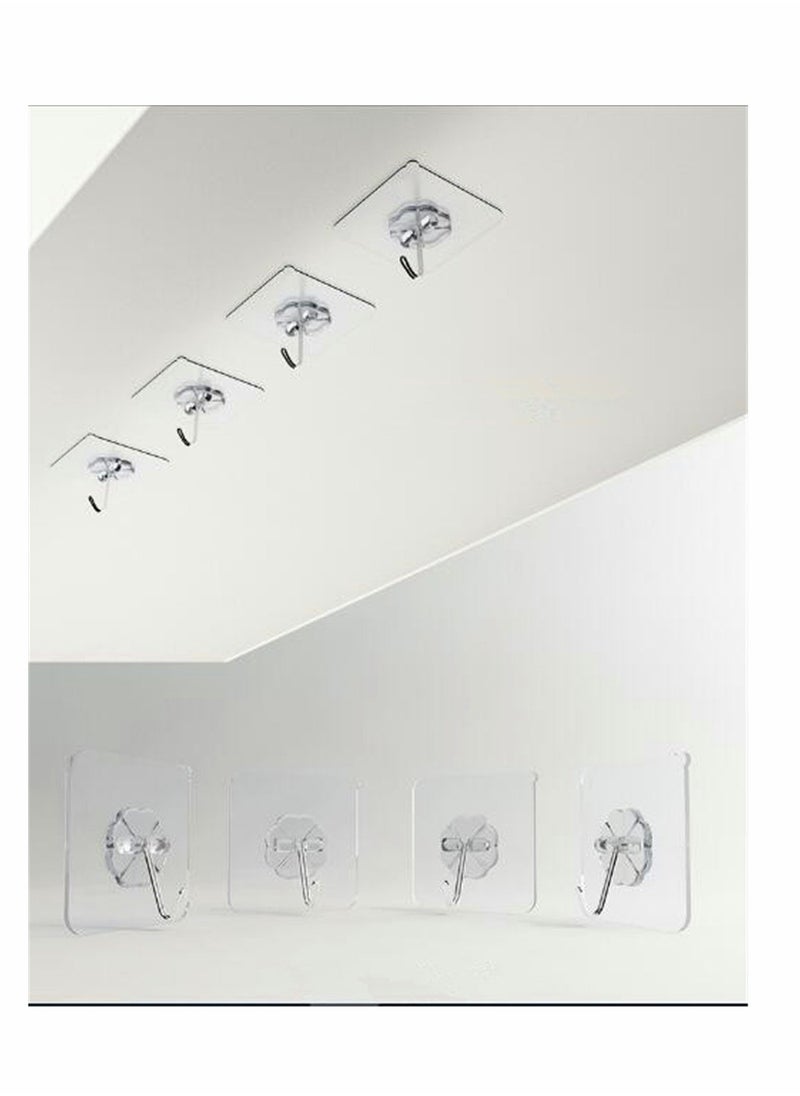 KASTWAVE - Self Adhesive Hooks Hangers - Transparent Wall Hooks |Heavy Duty 13 lb Sticky Wall Hangers |Kitchen, Livingroom, Bedroom Student Dormitory Wall & Ceiling Hanger | Waterproof and Oilproof - Image 1
