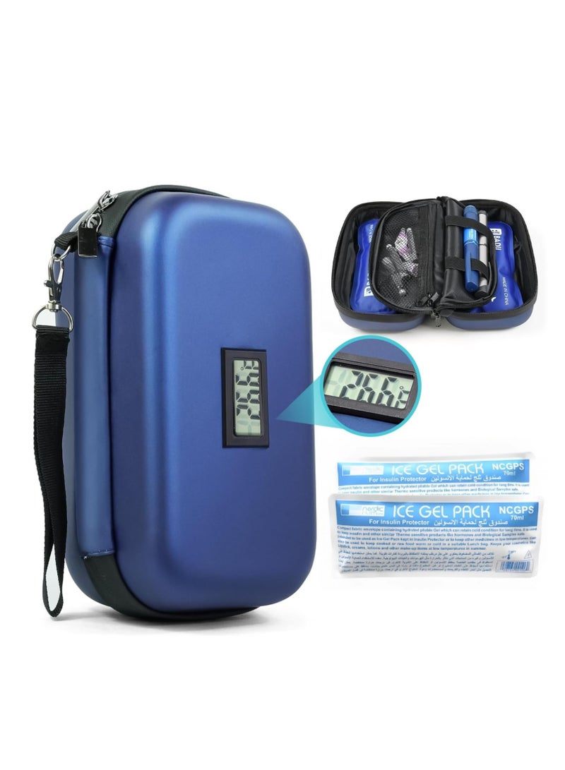 نورديك حقيبة حفظ الأنسولين، حافظة انسولين لمرضى السكر مع شاشة قياس درجة الحرارة، حقيبة أقلام الأنسولين مع عبوتين ثلج قابلة لإعادة الإستخدام، مناسبة للسفر ومحبي الأماكن الخارجية - Image 1