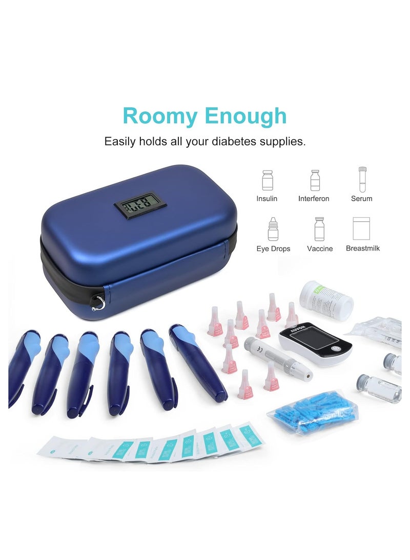 نورديك حقيبة حفظ الأنسولين، حافظة انسولين لمرضى السكر مع شاشة قياس درجة الحرارة، حقيبة أقلام الأنسولين مع عبوتين ثلج قابلة لإعادة الإستخدام، مناسبة للسفر ومحبي الأماكن الخارجية - Image 3