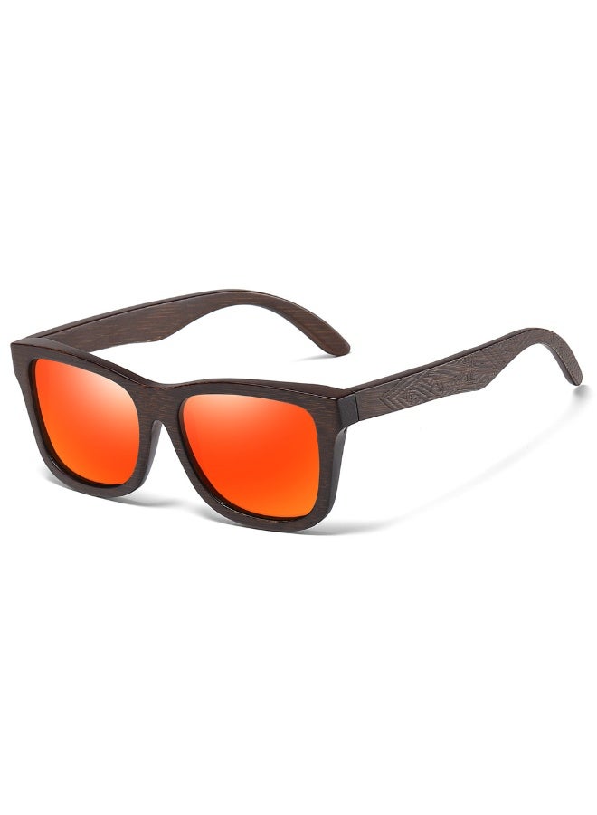 Wood Bamboo Polarized Sunglasses for Men Women, UV400 Protection with Patterned Temples & Spring Hinge - Image 1