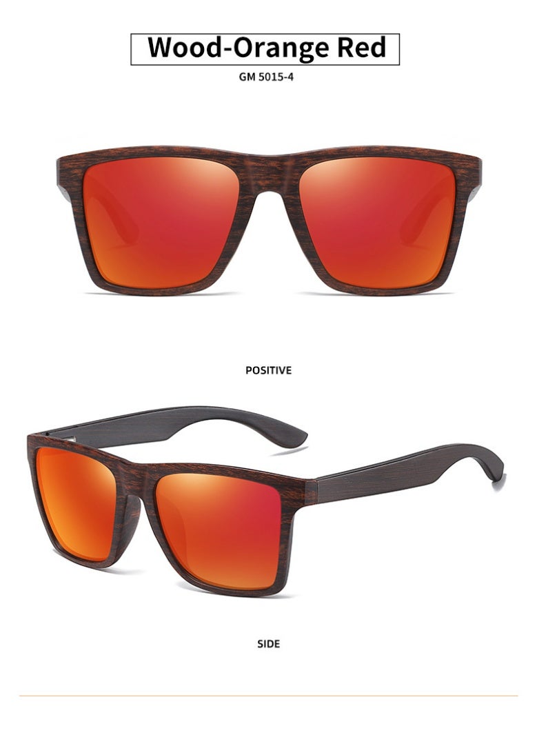 Wood Bamboo Polarized Sunglasses for Men Women, UV400 Protection with Patterned Temples & Spring Hinge - Image 4