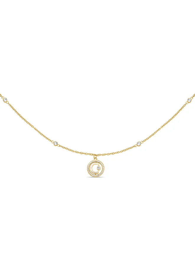 شيروتي 1881 Cerruti 1881 Marque Necklace – Mother of Pearl & Crystal-Accented Pendant – Timeless Elegance with Vibrant Touch