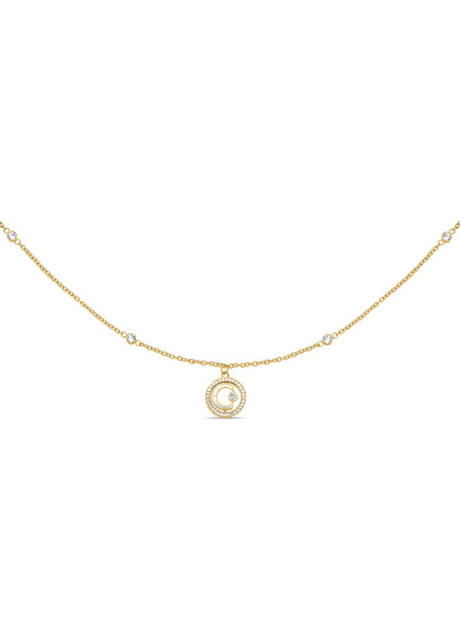 CERRUTI 1881 Cerruti 1881 Marque Necklace – Mother of Pearl & Crystal-Accented Pendant – Timeless Elegance with Vibrant Touch  - Image 1