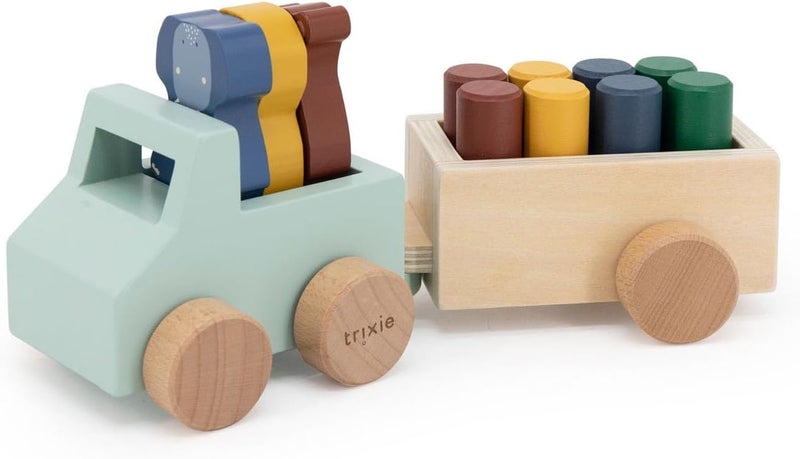 Trixie Wooden animal car with trailer - Image 1