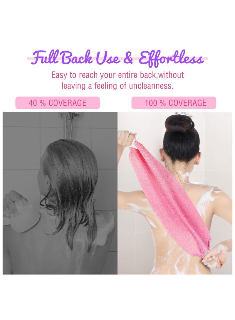 RTYY قطعتان من مقشر الظهر للاستحمام للنساء والرجال، مقشر للظهر بمقابض، غسالات بطول ممتد، حزام سحب قابل للتمدد، منشفة مقشر للجسم من النايلون، منشفة مقشر للظهر، غسالة لإزالة الجلد الميت - Image 5