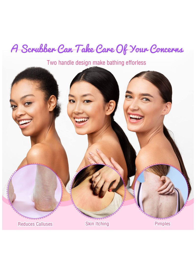 RTYY قطعتان من مقشر الظهر للاستحمام للنساء والرجال، مقشر للظهر بمقابض، غسالات بطول ممتد، حزام سحب قابل للتمدد، منشفة مقشر للجسم من النايلون، منشفة مقشر للظهر، غسالة لإزالة الجلد الميت - Image 4