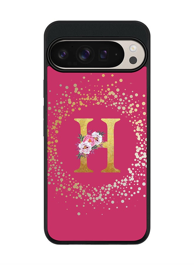 Stylizedd For Google Pixel 9 Pro XL Case,Slim fit Camera Protection, Shockproof Thin Phone cover - Custom Monogram Floral - H ( Deep Pink )  - Image 1