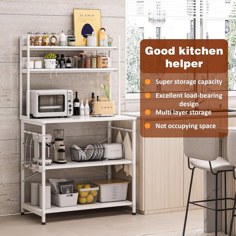 Jubestry 5 Layer Kitchen Storage Rack,Baker Rack with Storage Shelves,Coffee Corner Shelf,Microwave Stand,Suit for Kitchen,Living Room,Dining Room (white) - Image 4