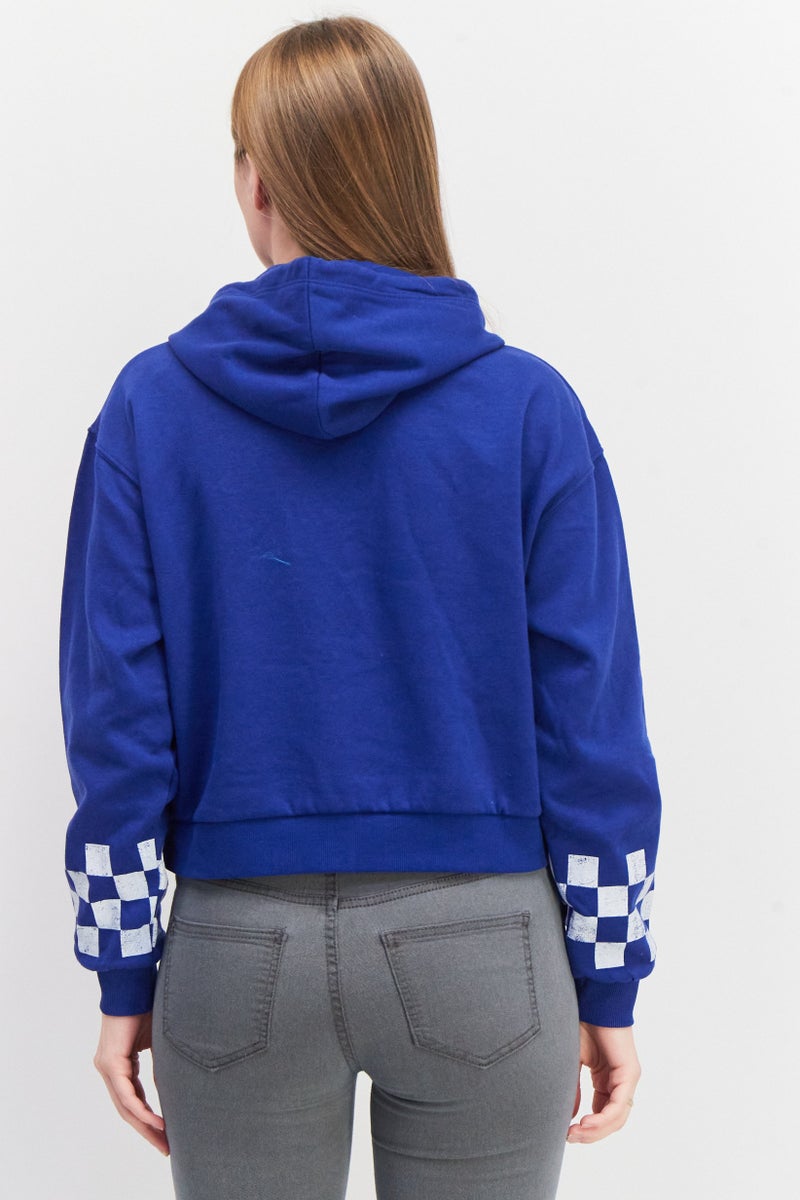 Don't Call Me Jennyfer Women Graphic Print Long Sleeves Hoodie Cropped Sweatshirts, Blue Combo - Image 3