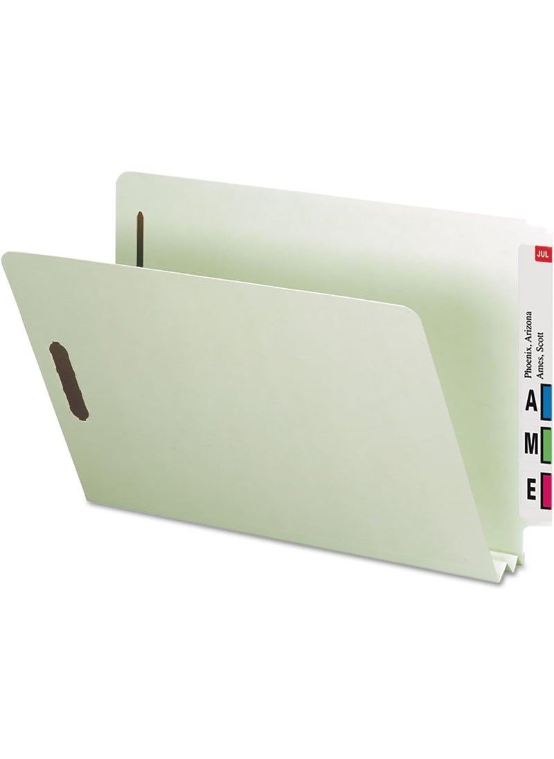 Smead Smead End Tab Pressboard File Folder, Straight-Cut Tab, 2" Expansion, Legal Size, Gray/Green, 25 per Box (29210)  - Image 2