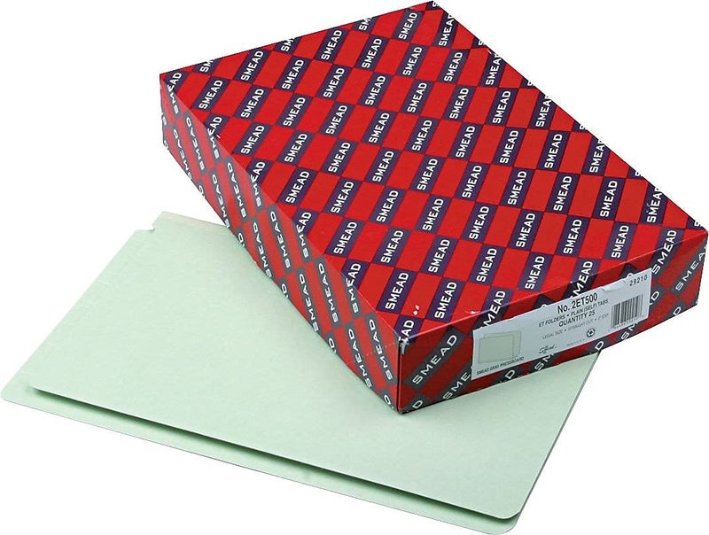 Smead End Tab Pressboard File Folder, Straight-Cut Tab, 2" Expansion, Legal Size, Gray/Green, 25 per Box (29210) - Image 2