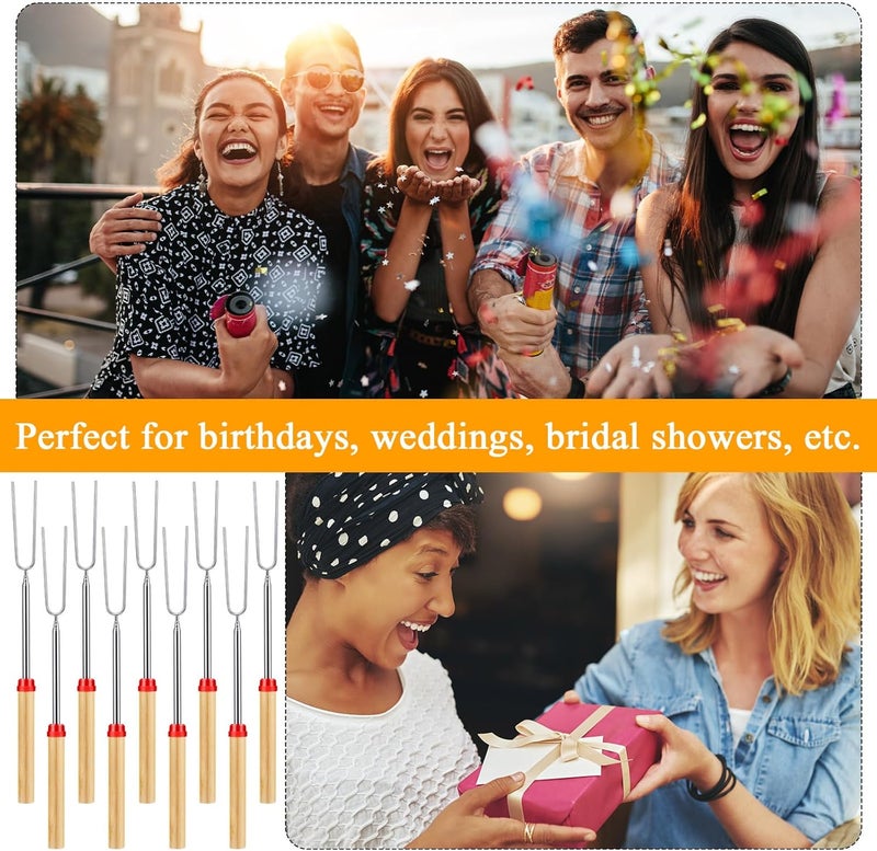 Yoande 12 Sets S'mores Party Favor Includes Smores Sticks for Fire Pit Celebrate Smore Birthday Party Favors Tags with String Extendable Marshmellow Sticks Smores Skewers for Wedding Camping - Image 5