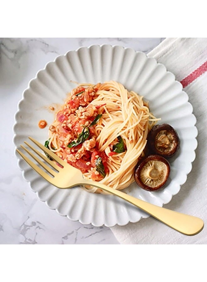 25 شوكة بلاستيكية - شوكة ثقيلة الوزن -7 بوصة (حوالي 17.8 سم) شوكة ذهبية ثقيلة الوزن يمكن التخلص منها - معركة ذهبية بلاستيكية فضية مثالية للحفلات وحفلات الزفاف وعيد الشكر والمطاعم والاستخدام اليومي - Image 4